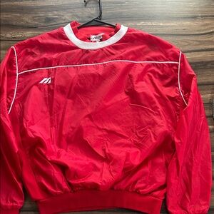 Mizuno Red Crewneck windbreaker with White Trim